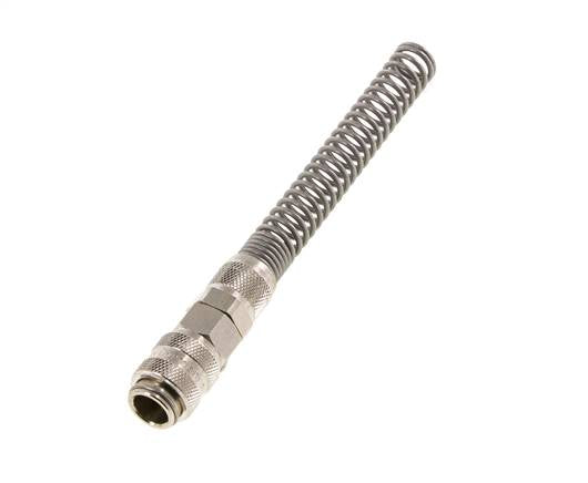 Laiton nickelé Coupleur d'air DN 5 Douille 6x8 mm Écrou-raccord Double obturation avec protection de la flexion