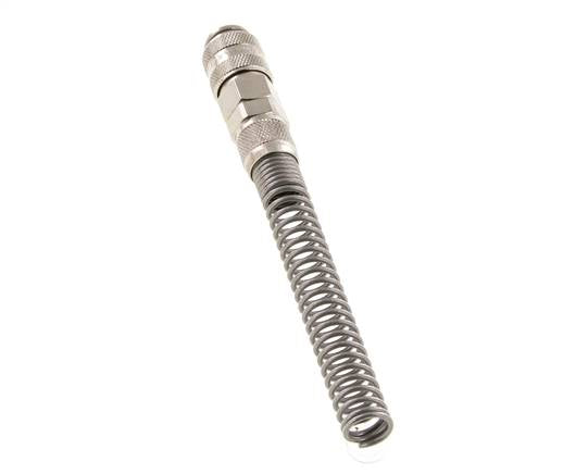 Laiton nickelé Coupleur d'air DN 5 Douille 6x8 mm Écrou-raccord Double obturation avec protection de la flexion