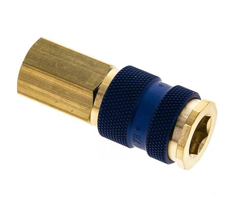 Coupleur d'air en laiton DN 7.2 (Euro) à code bleu Prise femelle G 1/4 pouce femelle