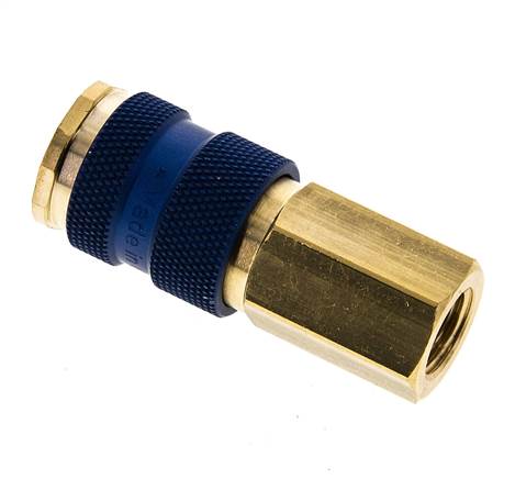 Coupleur d'air en laiton DN 7.2 (Euro) à code bleu Prise femelle G 1/4 pouce femelle