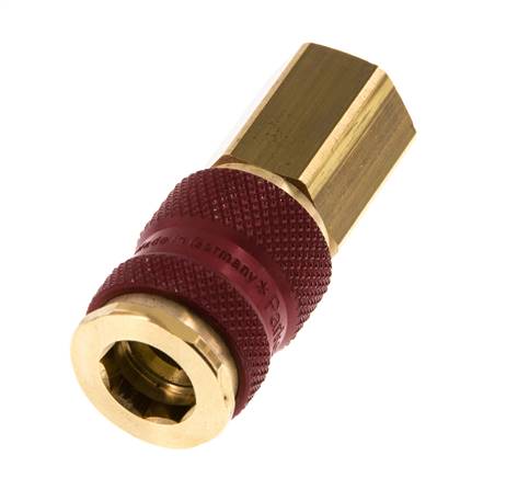 Coupleur d'air en laiton DN 7.2 (Euro) à code rouge Prise femelle G 1/4 pouce femelle