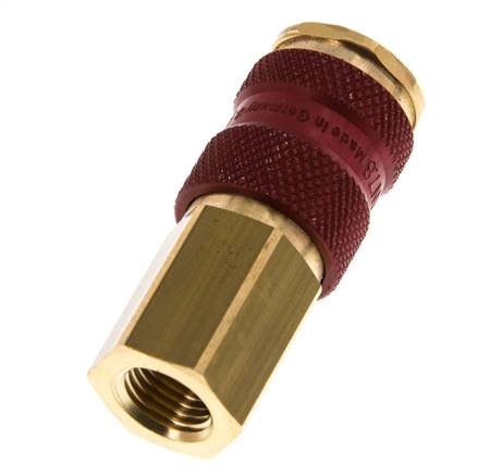 Coupleur d'air en laiton DN 7.2 (Euro) à code rouge Prise femelle G 1/4 pouce femelle