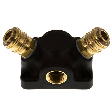 Laiton/plastique DN 7.2 (Euro) Manchon d'accouplement pour air G 1/2 pouce femelle Montage mural 2 voies