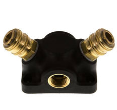 Laiton/plastique DN 7.2 (Euro) Manchon d'accouplement pour air G 1/2 pouce femelle Montage mural 2 voies