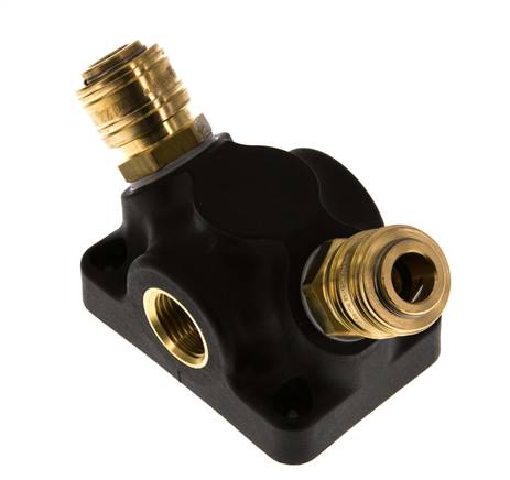 Laiton/plastique DN 7.2 (Euro) Manchon d'accouplement pour air G 1/2 pouce femelle Montage mural 2 voies