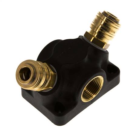 Laiton/plastique DN 7.2 (Euro) Manchon d'accouplement d'air G 3/4 pouce femelle Montage mural 2 voies