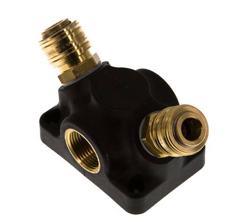 Laiton/plastique DN 7.2 (Euro) Manchon d'accouplement d'air G 3/4 pouce femelle Montage mural 2 voies