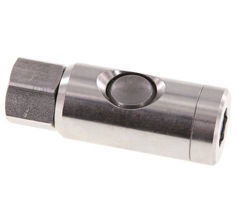 Stainless Steel 316L DN 7.4 Safety Air Coupling Socket With Push Button G 1/4 inch Female