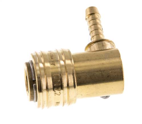 Laiton DN 7.2 (Euro) Manchon d'accouplement d'air 6 mm Pilier de tuyau 90-deg