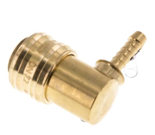 Laiton DN 7.2 (Euro) Manchon d'accouplement d'air 6 mm Pilier de tuyau 90-deg