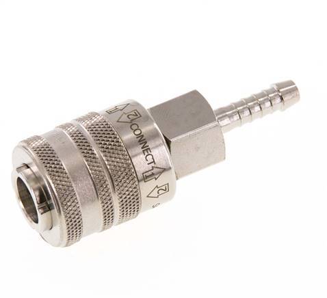 Laiton nickelé DN 7.8 Coupleur pneumatique de sécurité Douille 6 mm Colonne de tuyau