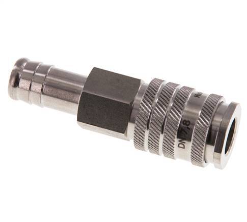 Stainless steel DN 7.8 Air Coupling Socket 13 mm Hose Pillar Double Shut-Off