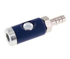 Hardened steel DN 7.4 Safety Air Coupling Socket with Push Button 10 mm Hose Pillar