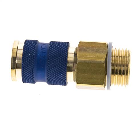 Coupleur d'air en laiton DN 7.2 (Euro) à code bleu Prise femelle G 1/2 pouce mâle