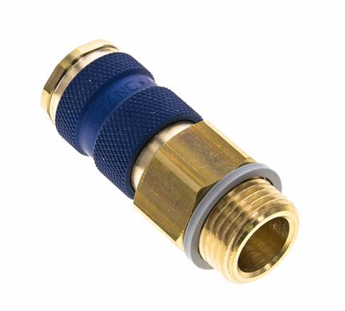 Coupleur d'air en laiton DN 7.2 (Euro) à code bleu Prise femelle G 1/2 pouce mâle