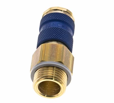 Coupleur d'air en laiton DN 7.2 (Euro) à code bleu Prise femelle G 1/2 pouce mâle