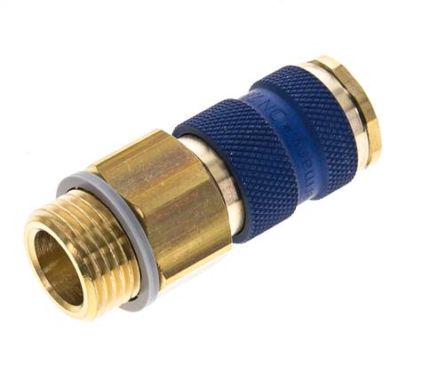 Coupleur d'air en laiton DN 7.2 (Euro) à code bleu Prise femelle G 1/2 pouce mâle