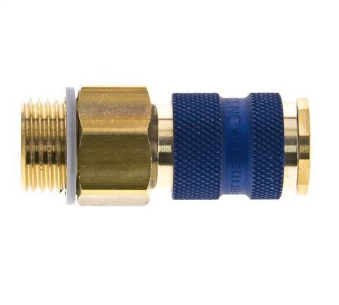 Coupleur d'air en laiton DN 7.2 (Euro) à code bleu Prise femelle G 1/2 pouce mâle
