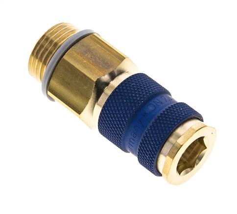 Coupleur d'air en laiton DN 7.2 (Euro) à code bleu Prise femelle G 1/2 pouce mâle