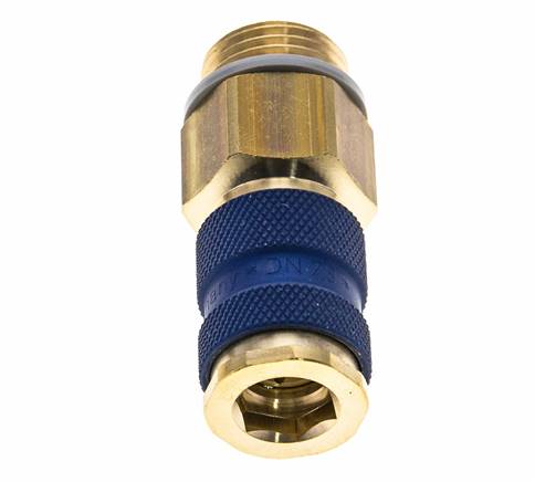 Coupleur d'air en laiton DN 7.2 (Euro) à code bleu Prise femelle G 1/2 pouce mâle