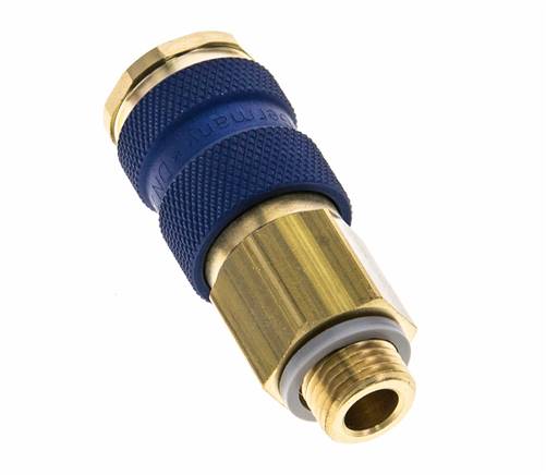 Coupleur d'air en laiton DN 7.2 (Euro) à code bleu Prise femelle G 1/4 pouce mâle
