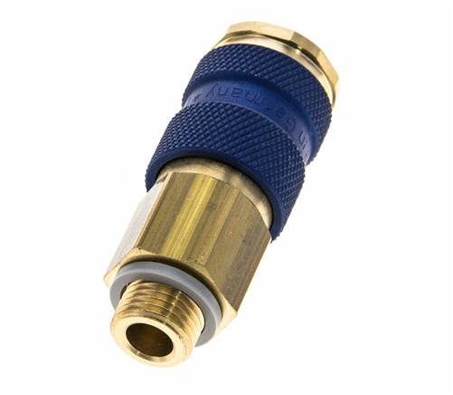 Coupleur d'air en laiton DN 7.2 (Euro) à code bleu Prise femelle G 1/4 pouce mâle