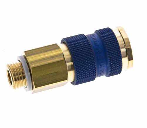 Coupleur d'air en laiton DN 7.2 (Euro) à code bleu Prise femelle G 1/4 pouce mâle