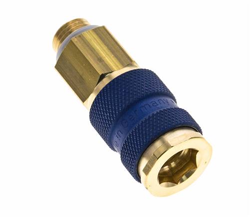 Coupleur d'air en laiton DN 7.2 (Euro) à code bleu Prise femelle G 1/4 pouce mâle