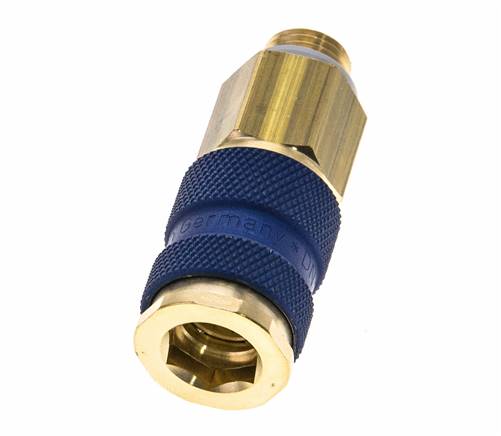 Coupleur d'air en laiton DN 7.2 (Euro) à code bleu Prise femelle G 1/4 pouce mâle