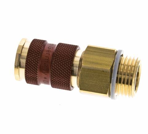 Brass DN 7.2 (Euro) Brown-Coded Air Coupling Socket G 1/2 inch Male