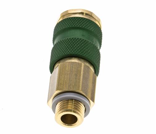 Coupleur d'air en laiton DN 7.2 (Euro) à code vert Prise femelle G 1/4 pouce mâle