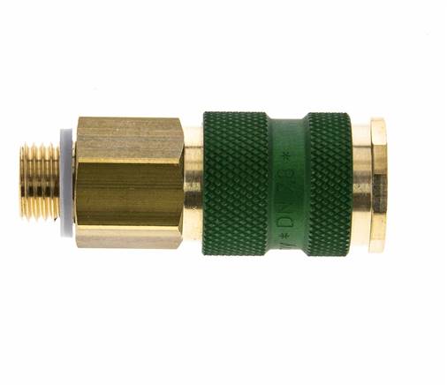 Coupleur d'air en laiton DN 7.2 (Euro) à code vert Prise femelle G 1/4 pouce mâle