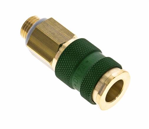 Coupleur d'air en laiton DN 7.2 (Euro) à code vert Prise femelle G 1/4 pouce mâle