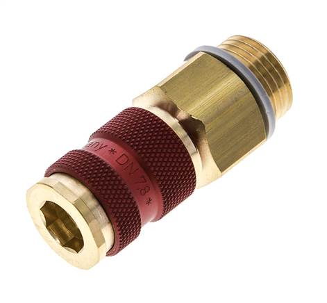 Coupleur d'air en laiton DN 7.2 (Euro) à code rouge Prise femelle G 1/2 pouce mâle