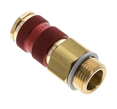 Coupleur d'air en laiton DN 7.2 (Euro) à code rouge Prise femelle G 1/2 pouce mâle
