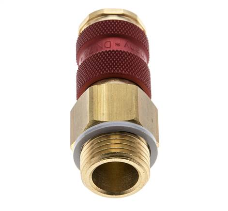 Coupleur d'air en laiton DN 7.2 (Euro) à code rouge Prise femelle G 1/2 pouce mâle