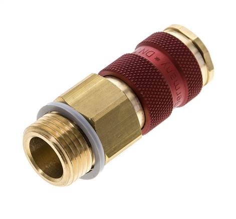 Coupleur d'air en laiton DN 7.2 (Euro) à code rouge Prise femelle G 1/2 pouce mâle