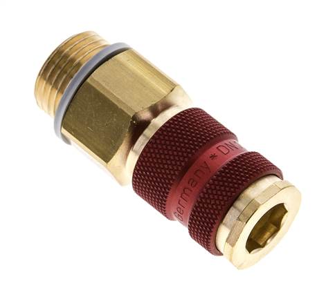 Coupleur d'air en laiton DN 7.2 (Euro) à code rouge Prise femelle G 1/2 pouce mâle