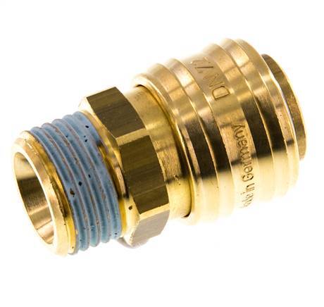 Brass DN 7.2 (Euro) Air Coupling Socket G 1/2 inch Male Double Shut-Off