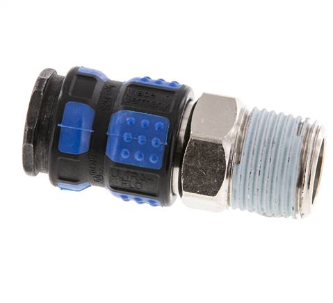 Laiton nickelé Coupleur pneumatique DN 7.8 Douille R 1/2 pouce Mâle
