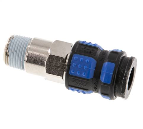 Laiton nickelé Coupleur pneumatique DN 7.8 Douille R 3/8 pouce Mâle