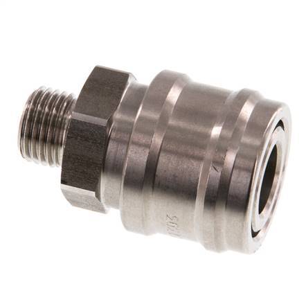 Stainless steel DN 7.2 (Euro) Air Coupling Socket G 1/4 inch Male Double Shut-Off
