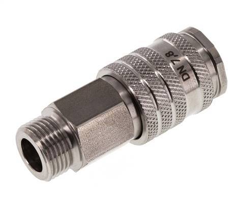 Acier inoxydable DN 7.8 Air Coupling Socket G 3/8 inch Male Double Shut-Off