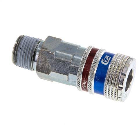 Acier/laiton DN 7.6 (7.2 Euro) Coupleur aérien de sécurité Douille R 3/8 pouce mâle