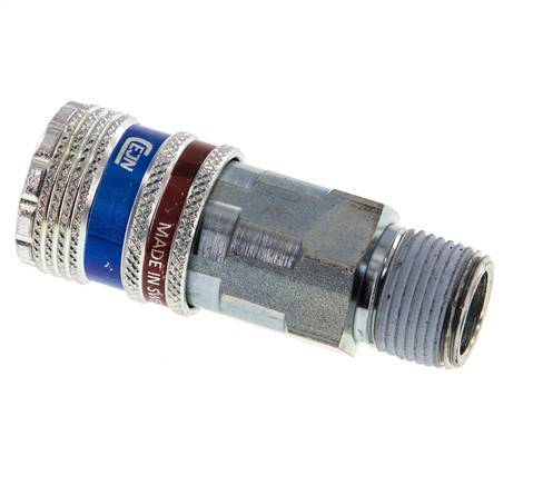 Acier/laiton DN 7.6 (7.2 Euro) Coupleur aérien de sécurité Douille R 3/8 pouce mâle