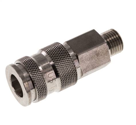 Acier inoxydable 316L DN 7.8 Air Coupling Socket G 1/4 inch Male Double Shut-Off