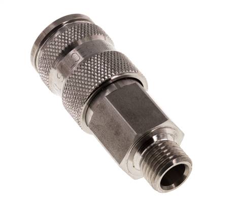 Acier inoxydable 316L DN 7.8 Air Coupling Socket G 1/4 inch Male Double Shut-Off