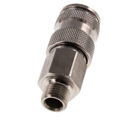 Acier inoxydable 316L DN 7.8 Air Coupling Socket G 1/4 inch Male Double Shut-Off