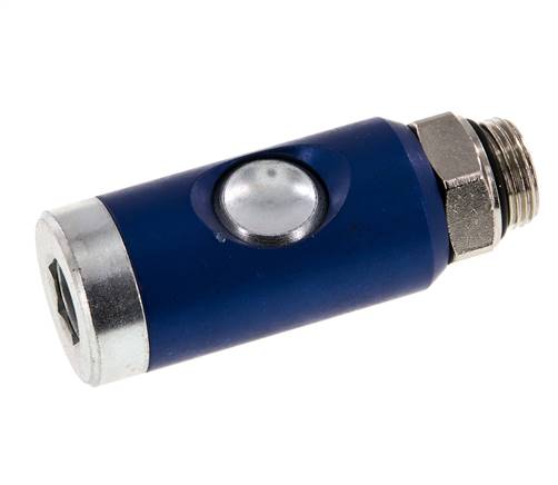 Acier trempé DN 7.4 Manchon de sécurité pour raccord pneumatique avec bouton-poussoir G 3/8 pouce mâle