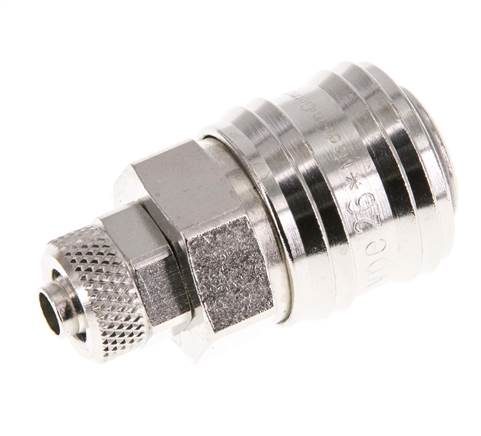 Laiton nickelé DN 7.2 (Euro) Coupleur d'air Douille 6x8 mm Écrou-union Double obturation